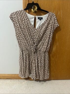 Light Brown and White Polka Dot Romper